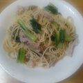 浩次ｗ's cooksnap of when they made 小松菜と豚肉の簡単パスタ☆.