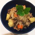 asuuumomo's cooksnap of when they made 野菜の水分だけでほくほく肉じゃが♡.
