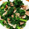 逆さナマズ's cooksnap of when they made わさび菜のベーコン炒め☆.
