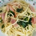 サビエルっ子's cooksnap of when they made 旦那が作った第２弾「ほうれん草ベーコンパスタ」.