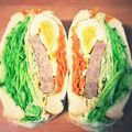 peteco's cooksnap of when they made 朝食メニューを一気に採れるわんぱくサンド.