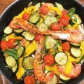 Marmo's cooksnap of when they made バジルソース塩さば★蒸し野菜添え.