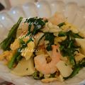 ruruchirin's cooksnap of when they made 海老・たけのこ・春菊・卵の塩炒め☆.