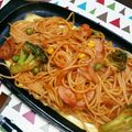 usukekitty's cooksnap of when they made 家庭で出来る！鉄板焼きナポリタン☆.