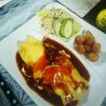 usukekitty's cooksnap of when they made 簡単ふわオムハヤシライス.