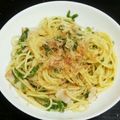 なかぽ's cooksnap of when they made めかぶとベーコンのパスタ.