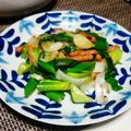 津和野's cooksnap of when they made 葉玉ねぎと厚切りベーコンの炒め物.