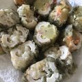 Yokchina's cooksnap of when they made ★竹輪のチーズin天むす★.