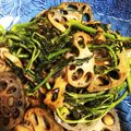 ルナジャム's cooksnap of when they made たらの芽、蓮根、ニンニクの胡麻油炒め.