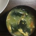 ha♡'s cooksnap of when they made チンゲン菜とワカメと卵の焼肉スープ.