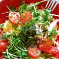 mayowasabi's cooksnap of when they made 旬の食用菊で定番酢の物＋サラダ＋紅ごはん.