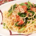 あぐり食堂。's cooksnap of when they made ツナと春菊とトマトソースのスパゲッティ☆.