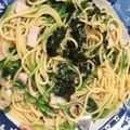 あんなぷー's cooksnap of when they made ベーコンと春菊の和パスタ.