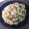 achike's cooksnap of when they made ほうれん草ライスとチキンクリームソース.