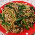 くっくのん's cooksnap of when they made 鮭の醤油マスタード焼きそば.