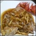 麻's cooksnap of when they made きのこソースステーキ.