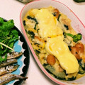 雲雀ころね's cooksnap of when they made 鮭と卵とほうれん草のチーズソースグラタン.