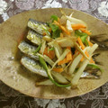☆Rokko☆'s cooksnap of when they made イワシとごぼう・ピーマンの酢の物♪.