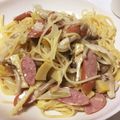 クックV4WJS0☆'s cooksnap of when they made きのことウインナーのクリームパスタ.