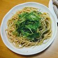 suzumy's cooksnap of when they made 豚肉と茄子と水菜の簡単和風パスタ.