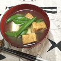 おはなすき's cooksnap of when they made エンドウと厚揚げのおみそ汁♡♥♡.