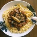 モロコ☆'s cooksnap of when they made 梅とサバ味噌缶のパスタ.