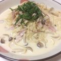 ハンドメイド好き♡'s cooksnap of when they made 簡単☆しめじとベーコンのクリームパスタ.