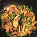 新米いもっ子's cooksnap of when they made 簡単☆タケノコと空芯菜とベーコンの炒め物.