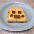 ＠迷子＠'s cooksnap of when they made ❑ブロックチョコdeお顔トースト❏.