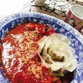 やわいうどん's cooksnap of when they made ラビオリ風 薔薇餃子トマトソース.