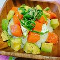 もってぃ。's cooksnap of when they made 10分完成！火いらず！サーモンアボカド丼.