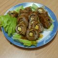 163fu's cooksnap of when they made 子供も喜ぶ　小間肉のぐるぐるチーズ巻き.
