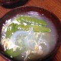 ちゃぎー's cooksnap of when they made ☆減塩☆絹さやとしいたけのすまし汁.