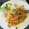 たんたん　's cooksnap of when they made 明太子パスタにベーコンプラス！.
