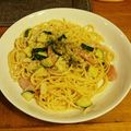 ﾏｲ☆ﾏｲ's cooksnap of when they made ズッキーニとベーコンのクリームパスタ.