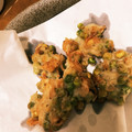 yumi580303's cooksnap of when they made 釜揚げ桜海老とうすいえんどうのかき揚げ.