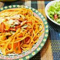 エルとキク's cooksnap of when they made 子供大好き！うちの定番ナポリタン.