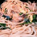 ShinobiK's cooksnap of when they made 豚肉とニラもやしの玉子炒めうどん.