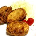 デークス's cooksnap of when they made おかずに☆なすのひき肉チーズはさみ揚げ★.