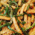 rioriokun's cooksnap of when they made ピーマンとさつま揚げ炒め.