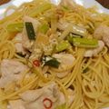 クックHGEKWD☆'s cooksnap of when they made 鶏肉とねぎのペペロンチーノ♪.