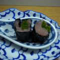 大魔女's cooksnap of when they made 明太子とねぎの海苔巻き.
