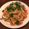 kameko948's cooksnap of when they made めんつゆでできるキノコとハムの和風パスタ.