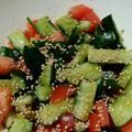 ナーちゃん's cooksnap of when they made たたきキュウリとトマトのゴマ風味サラダ.
