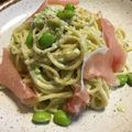 あぐととなーな's cooksnap of when they made 生クリーム不要。枝豆クリームの冷製パスタ.
