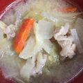 kasumisou⁂'s cooksnap of when they made 我が家のめちゃんこ美味しい豚汁.