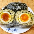 yonnyo's cooksnap of when they made お月見おにぎりな味玉煮卵の爆弾おにぎり.
