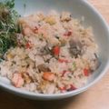 桜月❀咲良mommy's cooksnap of when they made 農園ごはん♪えびとたまごのふわふわ炒飯.