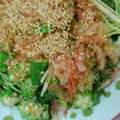 みかお's cooksnap of when they made Ｗオクラのおひたし　～オクラの新芽と実～.