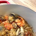 a15man's cooksnap of when they made ル・クルーゼで簡単パエリア.